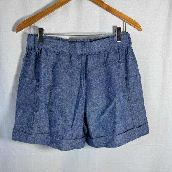 Anthropologie Hei Hei Marnie Blue NWOT Linen D Ring Belted Shorts Sz S - Picture 4 of 8